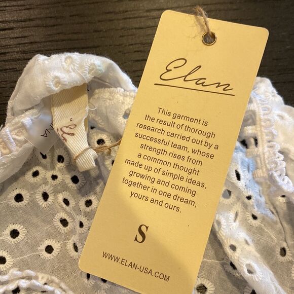 NEW Elan Small Elastic Hem Elastic Neckline Ruffled Strap Breathable White Lace - Picture 7 of 8